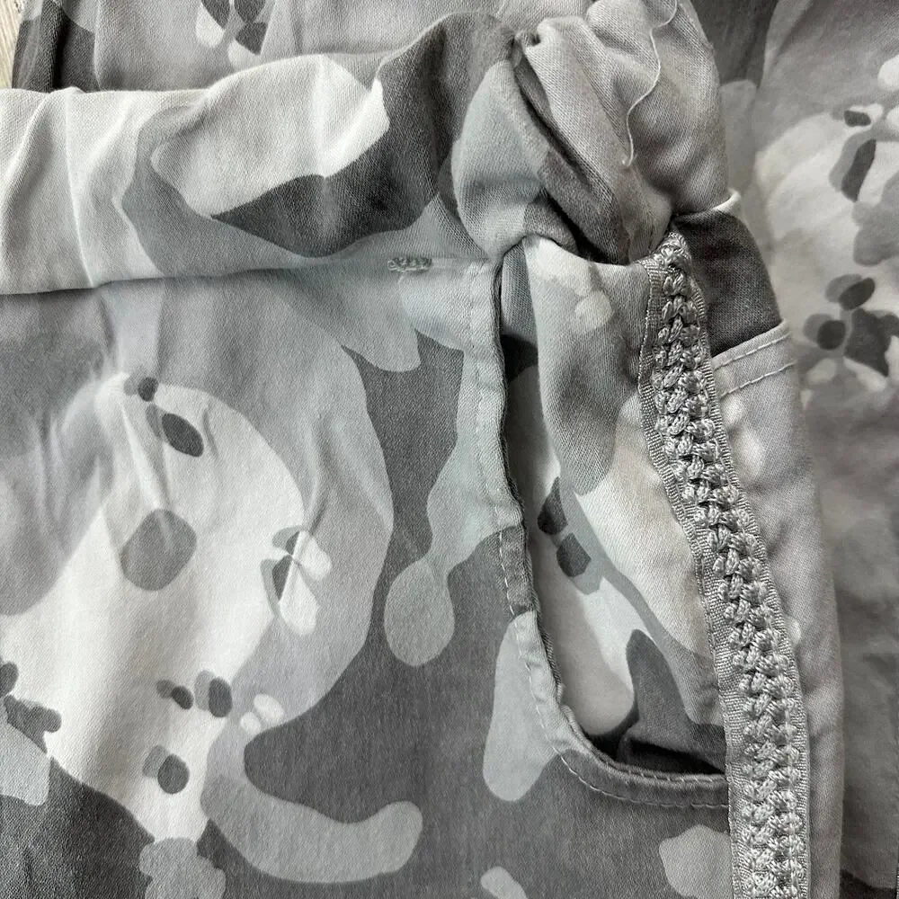 Y2K Brand Bazar Pull on Gray Camo Pants 8 S High Rise Retro Skater Streetwear